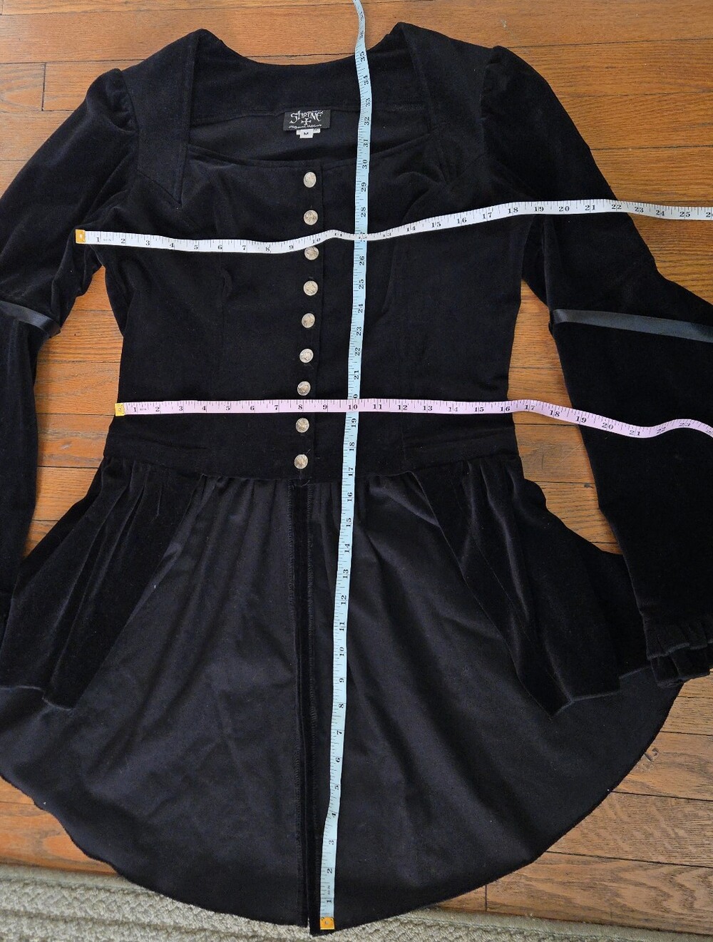 Shrine of Hollywood black velvet goth steampunk tailcoat bell sleeve peplum - Picture 6 of 16